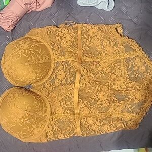 Forever 21 lace bodysuit. Large, bronze color.